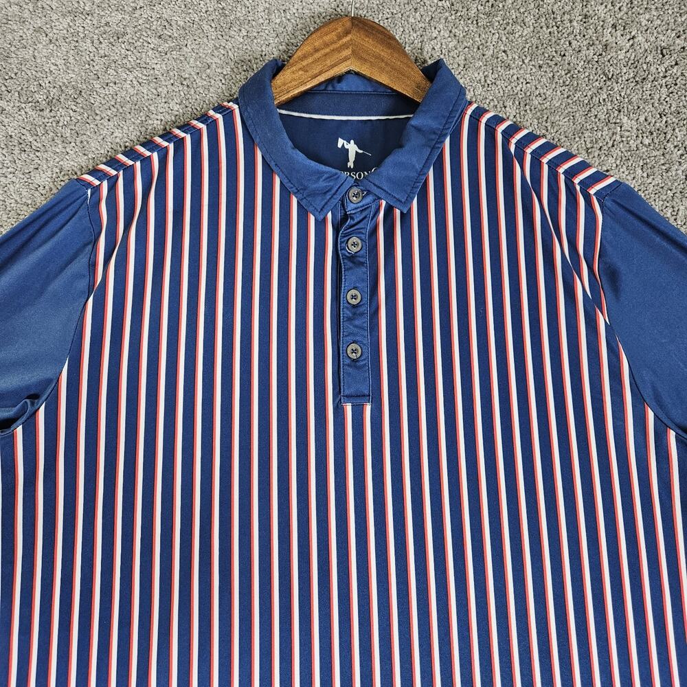 Anderson Ord Shirt Mens 2XL Blue Golf Polo Stripes Performance Stretch Preppy
